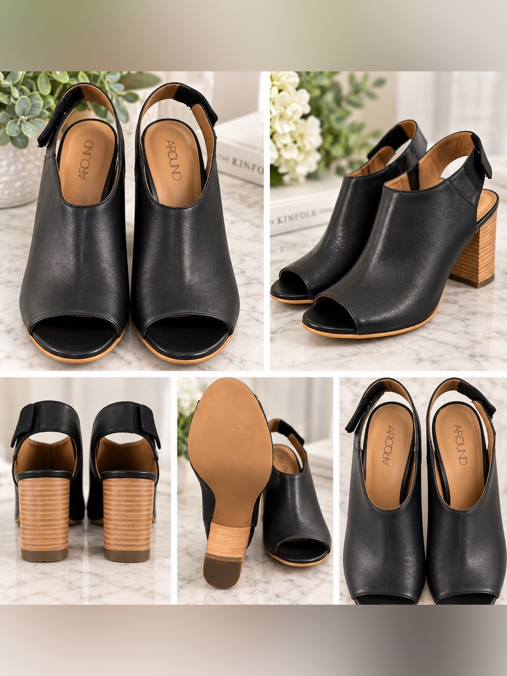 Abound Black Peep-Toe Slingback Block Heel Sandal NEW with box Sz 9.5